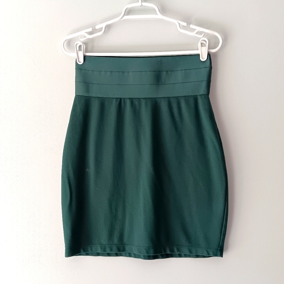 Max Studio Bodycon Pencil Skirt Stretchy Wide Waistband Forest Green Medium - Picture 1 of 10